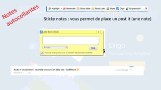 Sticky notes : vous permet de place un post it (une note)
 