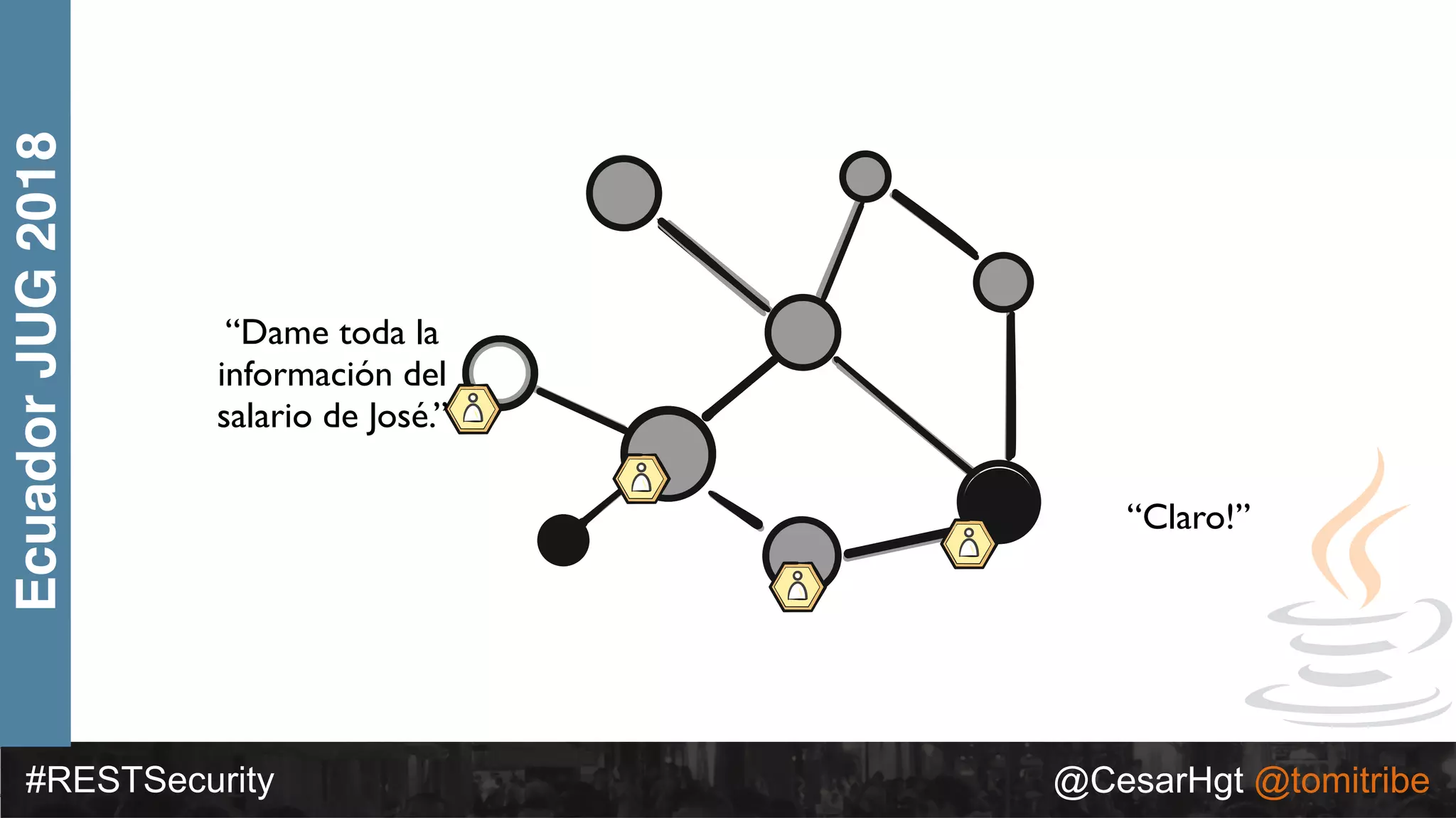 #RESTSecurity @CesarHgt @tomitribe
EcuadorJUG2018
“Claro!”
“Dame toda la
información del
salario de José.”
 