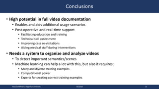 • High potential in full video documentation
• Enables and aids additional usage scenarios
• Post-operative and real-time ...