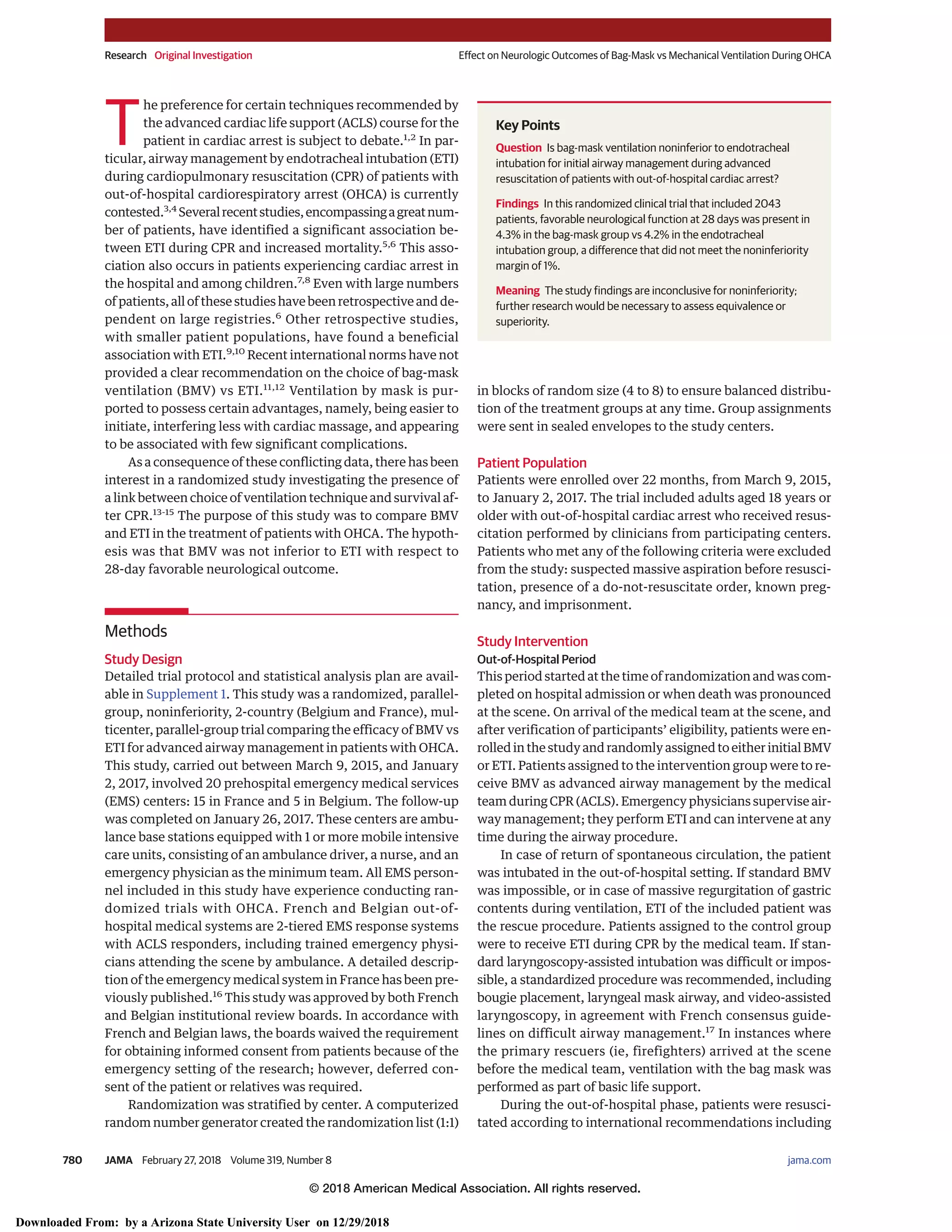 2018 Effect of Bag-Mask Ventilation vs Endotracheal Intubation During ...