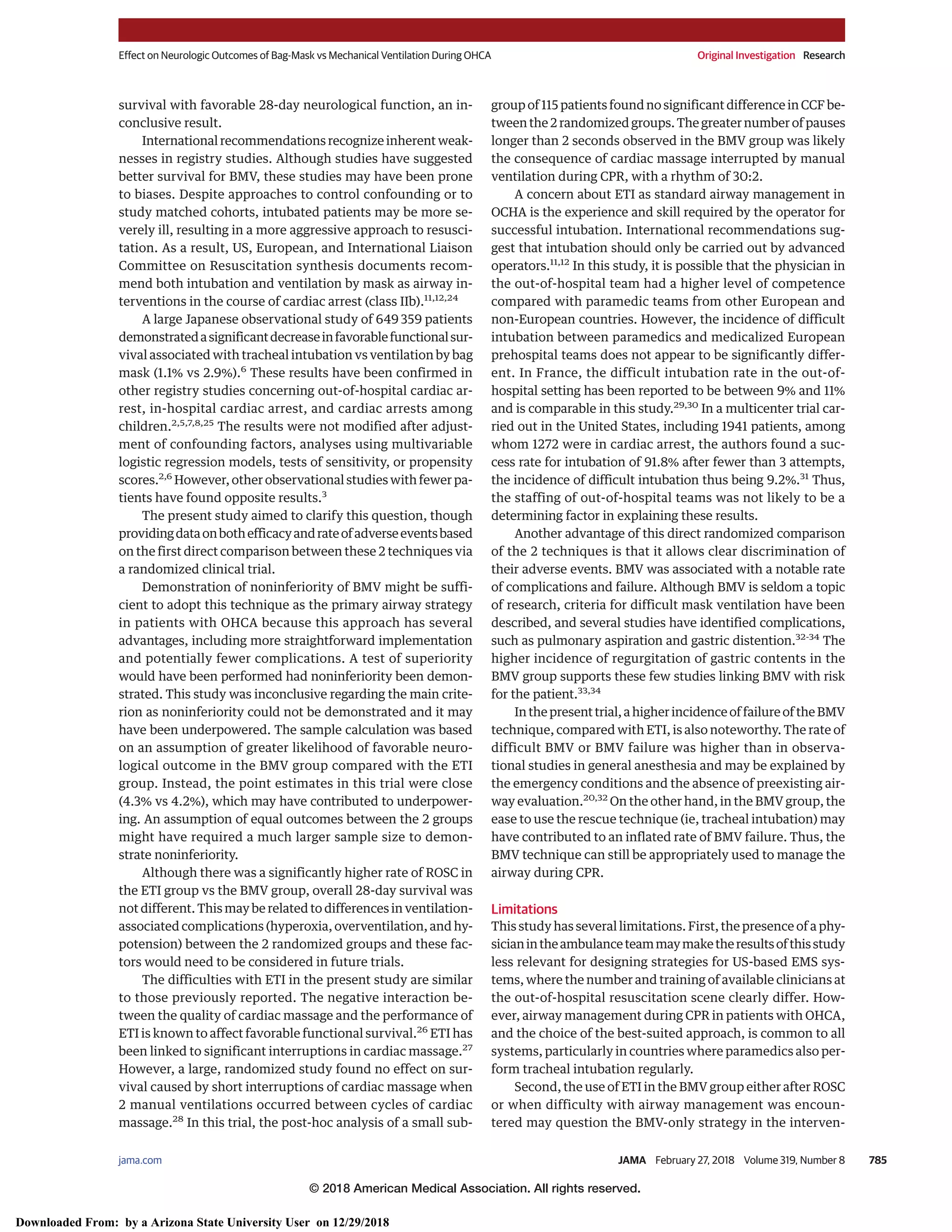 2018 Effect of Bag-Mask Ventilation vs Endotracheal Intubation During ...
