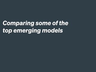 Comparing some of the
top emerging models
 