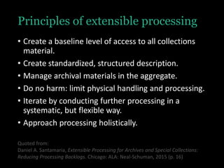 Taking it to the next level: Lessons in extensible archival processing ...