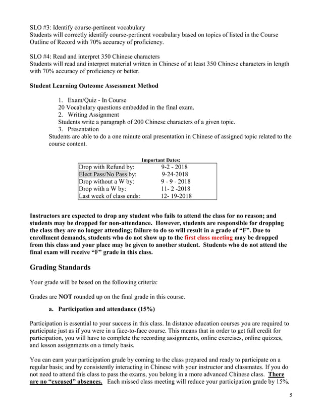 2018 FA Chinese 2 syllabus | PDF