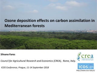Ozone deposition effects on carbon assimilation in
Mediterranean forests
ICOS Conference, Prague, 11-14 September 2018
Silvano Fares
Council for Agricultural Research and Economics (CREA), Rome, Italy.
http://www.icos-italy.it/
 