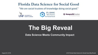 2018 Florida Data Science for Social Good Big RevealAugust 22, 2018
1
Data Science Meets Community Impact
 