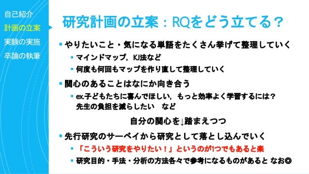 18年度卒研生向け 研究計画の立案 実験の実施 卒論の執筆などの話