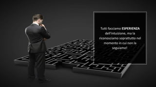 Fuffa Day 2018
#fuffaday
Tutti facciamo ESPERIENZA
dell'intuizione, ma la
riconosciamo soprattutto nel
momento in cui non la
seguiamo!
 