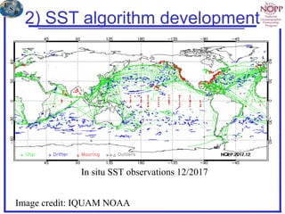2) SST algorithm development
https://icdc.cen.uni-
hamburg.de/fileadmin/user_upload/
icdc_Dokumente/MODIS/kilpatric
ketal_AdecadeofSeaSurfaceTemper
aturefromMODIS_RSE_165_27-
41_2015.pdf
Image credit: IQUAM NOAA
In situ SST observations 12/2017
 