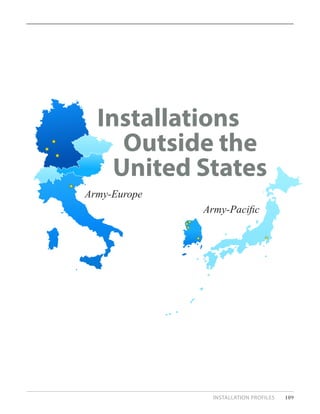 INSTALLATION PROFILES 109
Army-Europe
Installations
Outside the
United States
Army-Pacific
 