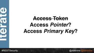 Iterate
#RESTSecurity @dblevins @tomitribe
Access Token
Access Pointer?
Access Primary Key?
 