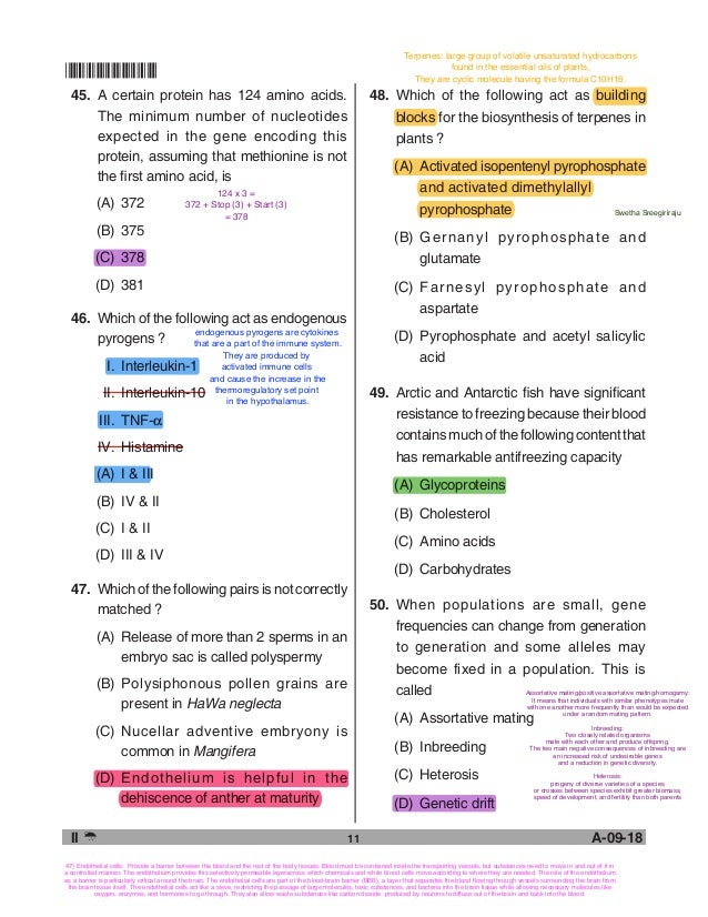 2018 life sciences tsset (answers with explanations)