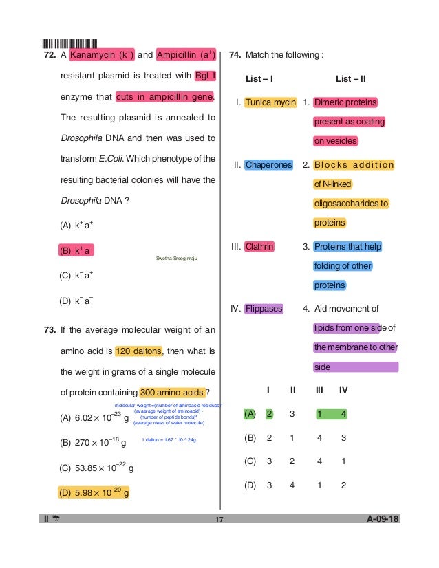 2018 life sciences tsset (answers with explanations)
