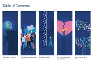 Table of Contents
The Edge of Reason
p.6
The Activist Awakening
p.10
Minding the Gap
p.14
The Compassionate
Conscience p.18
Mending the Mind
p.22
 