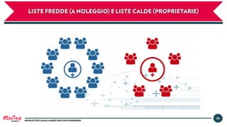 20
NEWSLETTER E EMAIL MARKETING CON WORDPRESS
LISTE FREDDE (A NOLEGGIO) E LISTE CALDE (PROPRIETARIE)
LUGANO
 