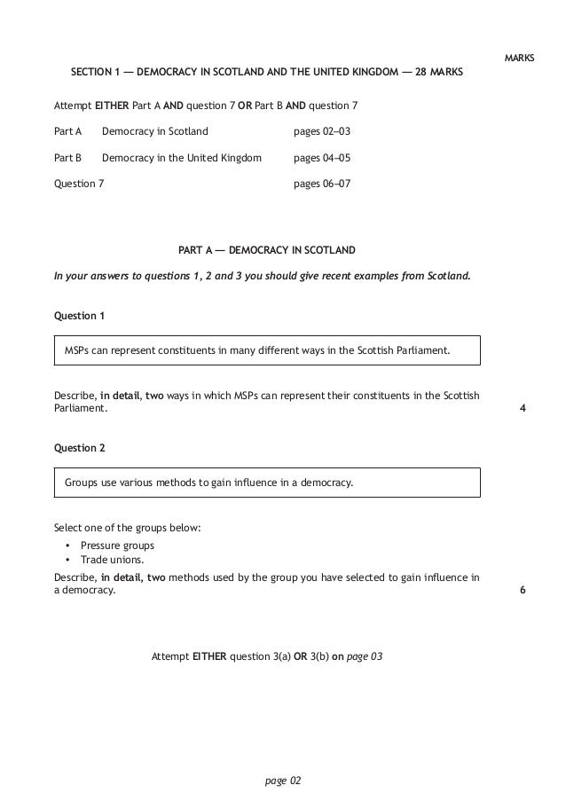 National 5 Modern Studies exam 2018