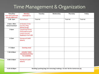 Time Management & Organization
 