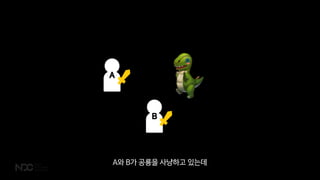 B
A
A와 B가 공룡을 사냥하고 있는데
 