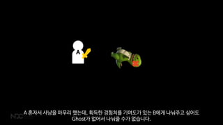 A
A 혼자서 사냥을 마무리 했는데, 획득한 경험치를 기여도가 있는 B에게 나눠주고 싶어도
Ghost가 없어서 나눠줄 수가 없습니다.
 