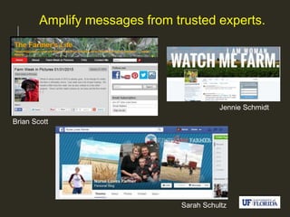 Amplify messages from trusted experts.
Jennie Schmidt
Brian Scott
Sarah Schultz
 