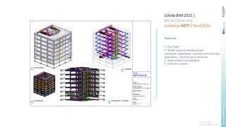 Szkoła BIM 2021 |
Model Centralny
Instalacje MEP | Revit2020
Trzon nr 2
• Pięć pięter
• Model instalacji wentylacyjnych
na...