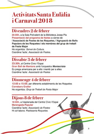 2018 programa festa major de santa eulalia 2018