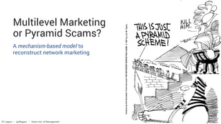 Multilevel Marketing
or Pyramid Scams?
A mechanism-based model to
reconstruct network marketing
EF Legara • @eflegara • Asian Inst. of Management
 