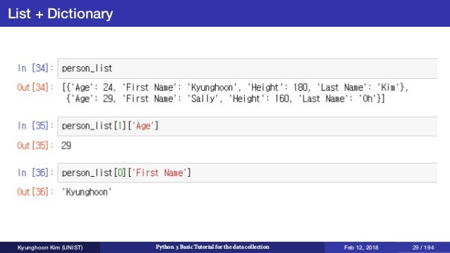 Python 3 Basic Tutorial for the data collection