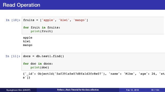 Python 3 Basic Tutorial for the data collection