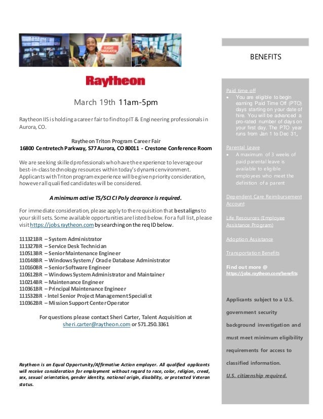 03 19 19 Raytheon Iis Career Fair Triton Aurora Co