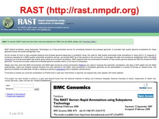 Rast Example Using RAST for phage annotation (2018 VoM meeting) | PPTX