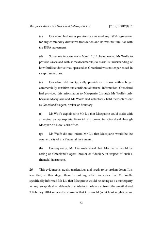 Macquarie Bank Ltd V Graceland Industry Pte Ltd
