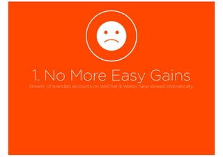 1. No More Easy GainsGrowth of branded accounts on WeChat & Weibo have slowed dramatically.
 