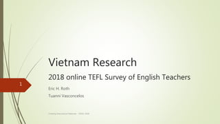 Vietnam Research
2018 online TEFL Survey of English Teachers
Eric H. Roth
Tuanni Vasconcelos
Creating Intercultural Materials - TESOL 2018
1
 