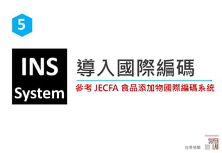 8
5
Ha
 JECFA ʳƷHaϵy
INS
System
̨z
 