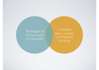 Contributo
para o sucesso
no Programa
Doutoral
Tecnologias da
Comunicação
em Educação
 