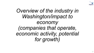 Overview of the industry in
Washington/impact to
economy
(companies that operate,
economic activity, potential
for growth)...