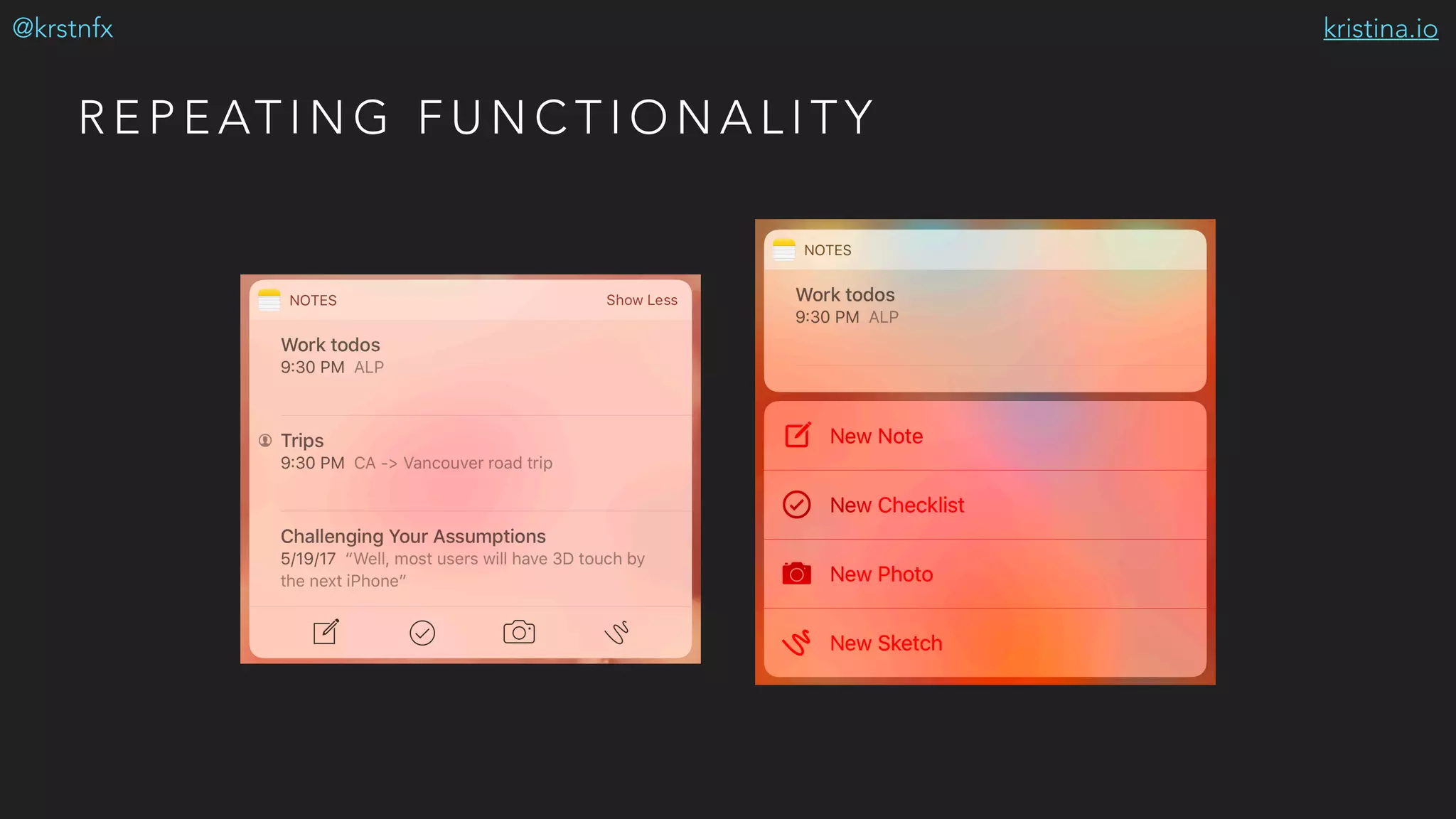 kristina.io@krstnfx
R E P E AT I N G F U N C T I O N A L I T Y
 