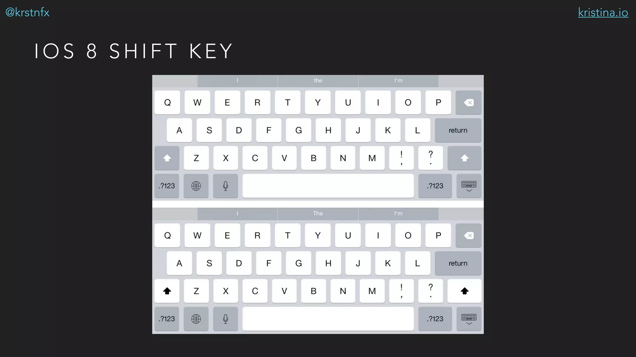 kristina.io@krstnfx
I O S 8 S H I F T K E Y
 