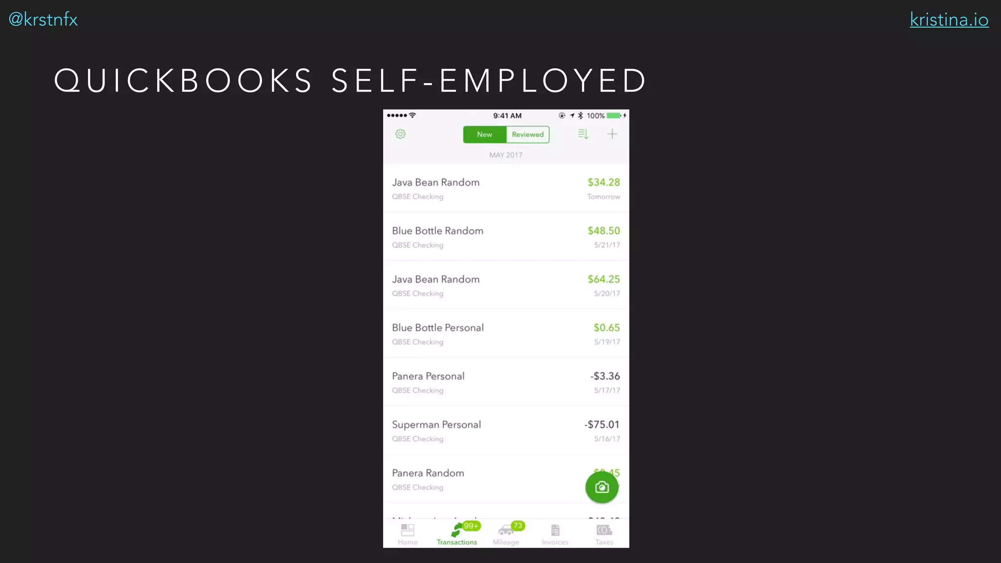 kristina.io@krstnfx
Q U I C K B O O K S S E L F - E M P L O Y E D
 