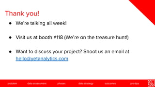 Thank you!
● We’re talking all week!
● Visit us at booth #118 (We’re on the treasure hunt!)
● Want to discuss your project...