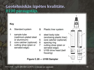Ģeotehniskās izpētes kvalitāte.
U100 paraugotājs.
18.01.2019 54LVS EN ISO 22475-1 vecais un jaunais
 
