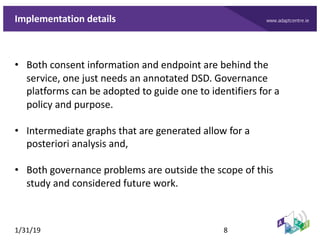 www.adaptcentre.ieImplementation details
• Both consent information and endpoint are behind the
service, one just needs an...