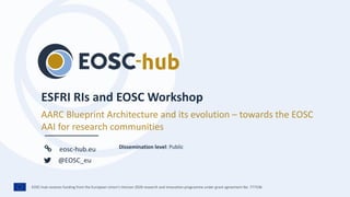 EOSC-hub receives funding from the European Union’s Horizon 2020 research and innovation programme under grant agreement No. 777536.
eosc-hub.eu
@EOSC_eu
AARC Blueprint Architecture and its evolution – towards the EOSC
AAI for research communities
Dissemination level: Public
 