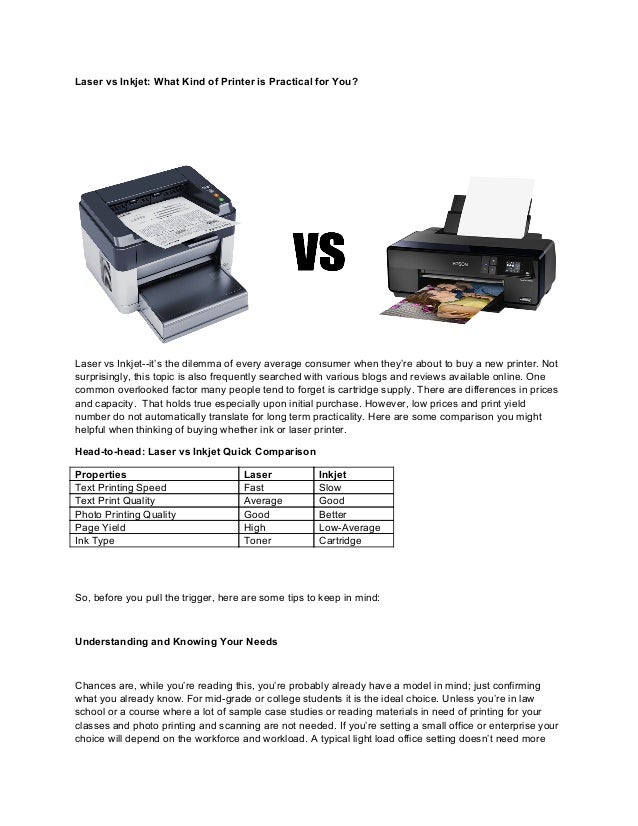 Laser vs Inkjet What Kind of Printer is Practical For You