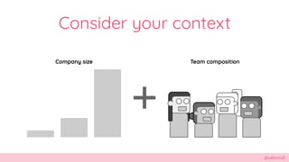 @cattsmall
Consider your context
Company size Team composition
 