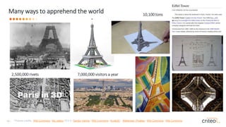 13 • Pictures credits : Wiki Commons / the_jetboy CC2.0 / Sandor Vamos / Wiki Commons / Acute3D / Walkerssk / Pixabay / Wiki Commons / Wiki Commons
Many ways to apprehend the world
7,000,000 visitors a year​2,500,000 rivets​
10,100 tons​
 