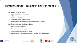 16
Business model: Business environment (2)
▶ Purple Ocean
 Mixing both Red and Blue ocean strategy
 Value measured than...