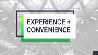 EXPERIENCE +
CONVENIENCE
6
 