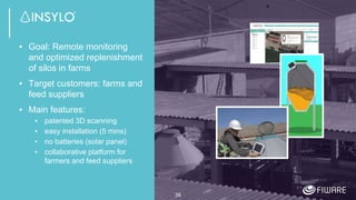 ▪ Goal: Remote monitoring
and optimized replenishment
of silos in farms
▪ Target customers: farms and
feed suppliers
▪ Main features:
▪ patented 3D scanning
▪ easy installation (5 mins)
▪ no batteries (solar panel)
▪ collaborative platform for
farmers and feed suppliers
38
 